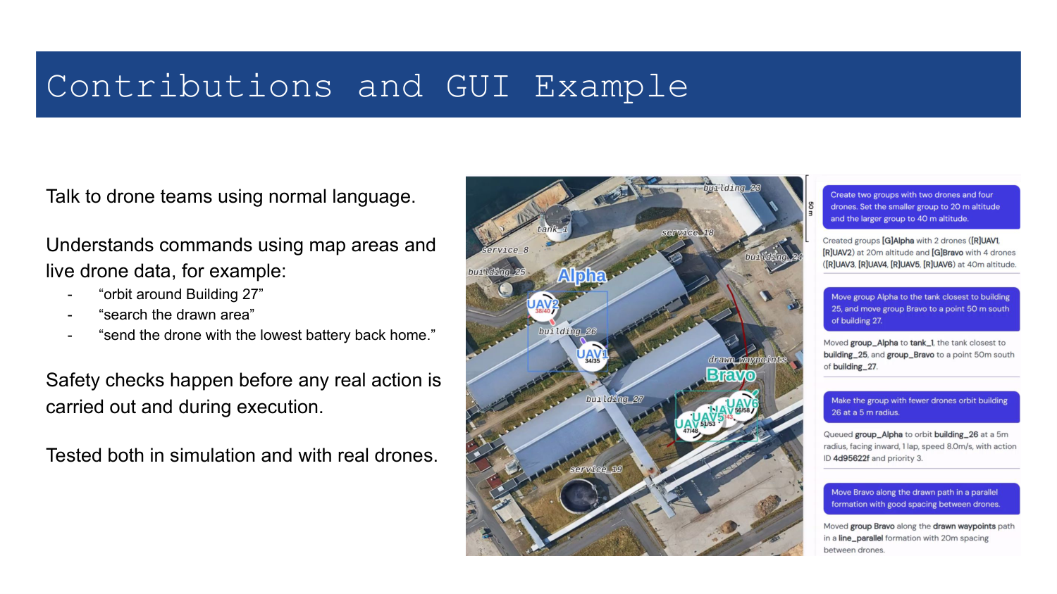 Swarm-Steward conversational GUI and map-grounded telemetry interpretation from lecture slides