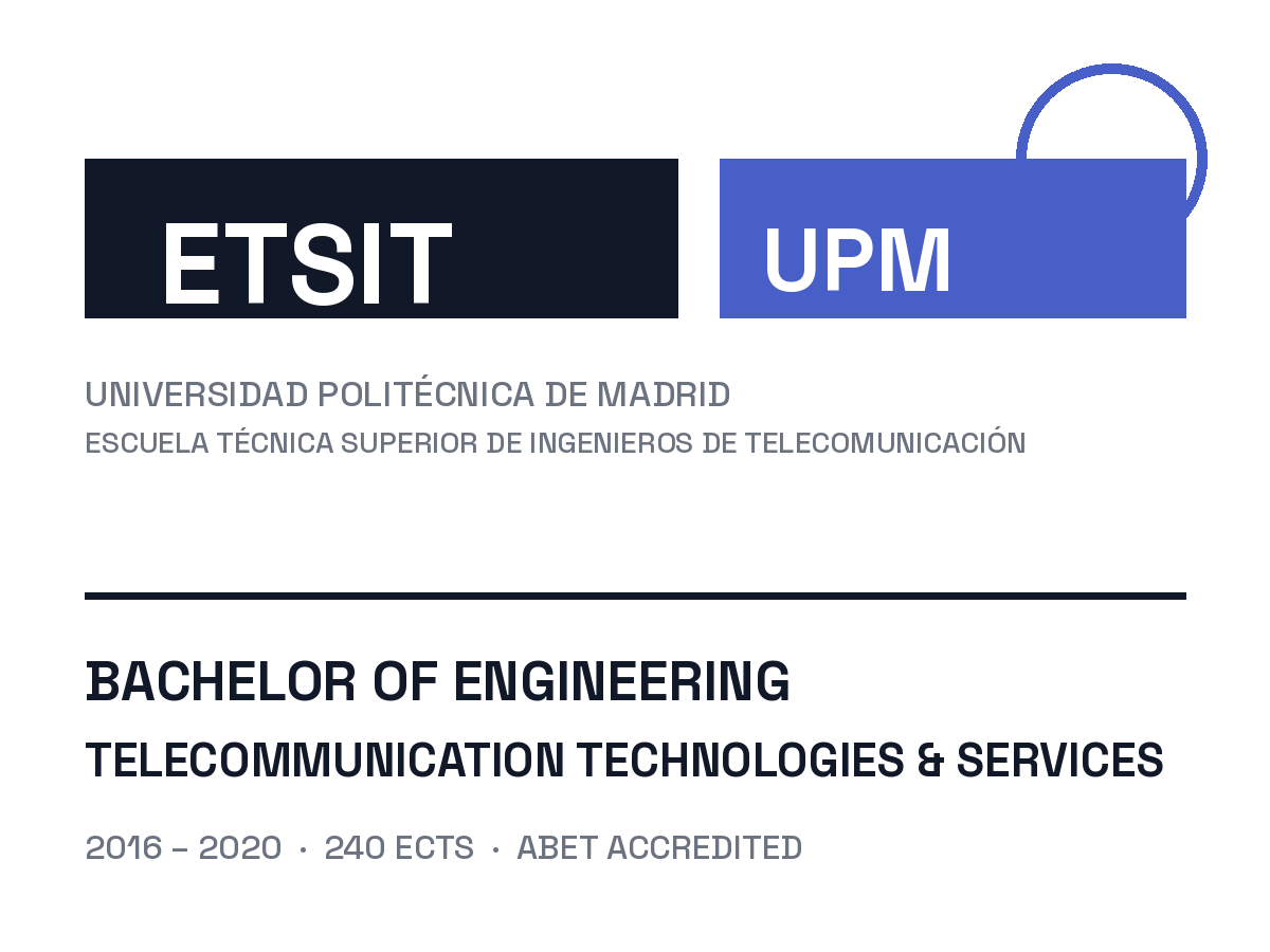 ETSIT UPM — Bachelor of Engineering in Telecommunication Technologies and Services, 2016-2020