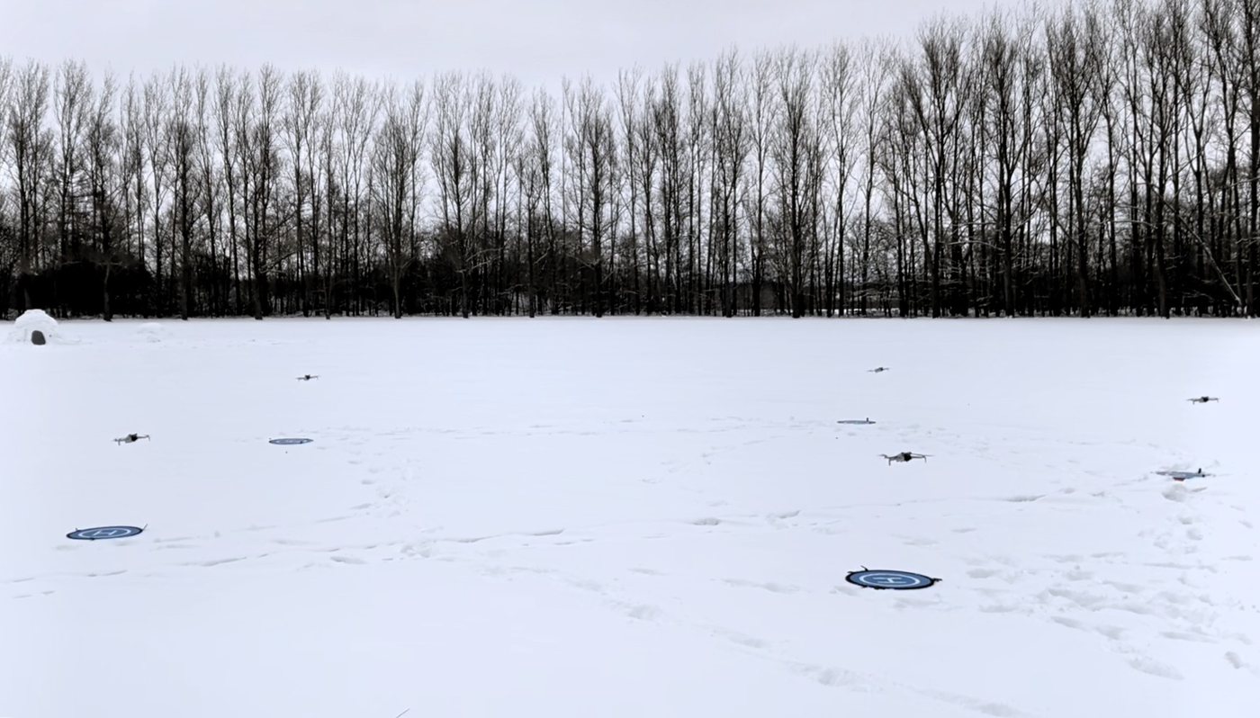 Real-world validation: DJI Mini 4 Pro swarm coordinated takeoff