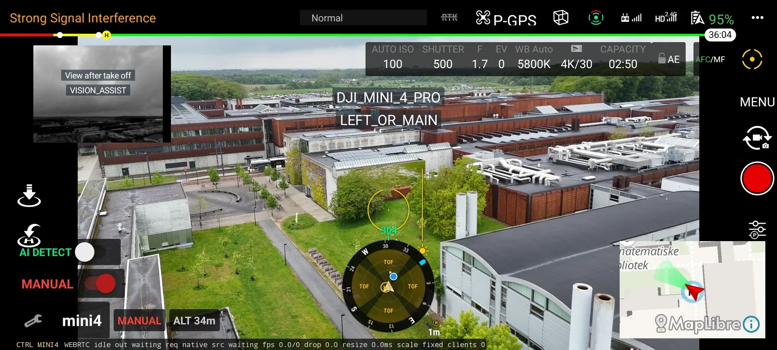 Lyrebird app running on a DJI RC controlling a Mini 4