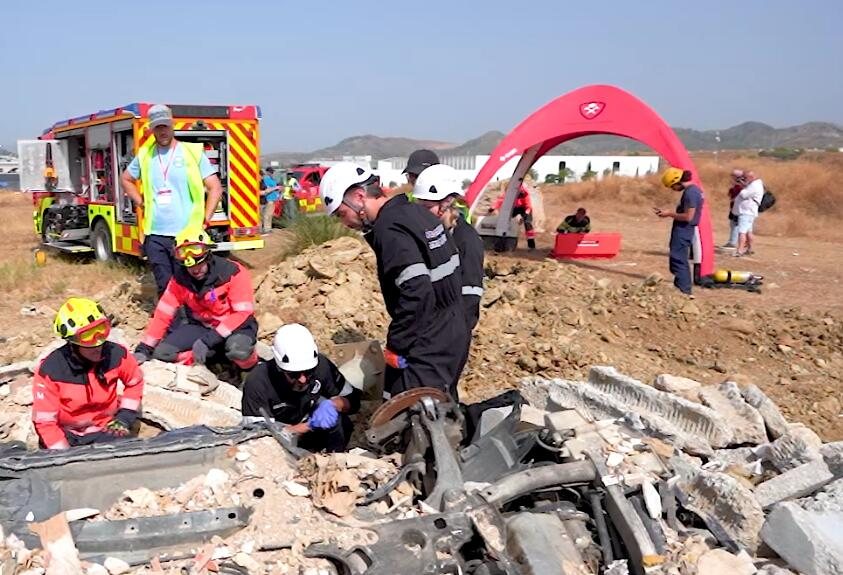 Firefighters team in action during the exercise