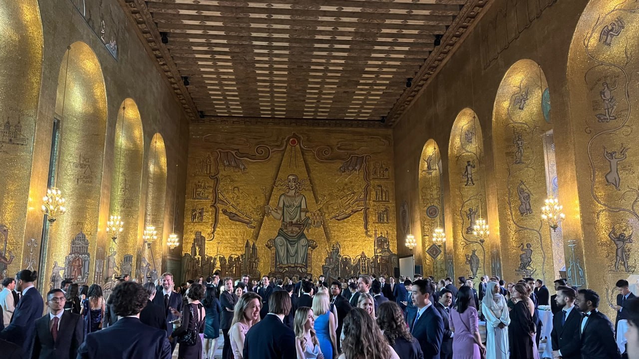The Golden Hall (Gyllene Salen) at Stockholm City Hall with its gold mosaics