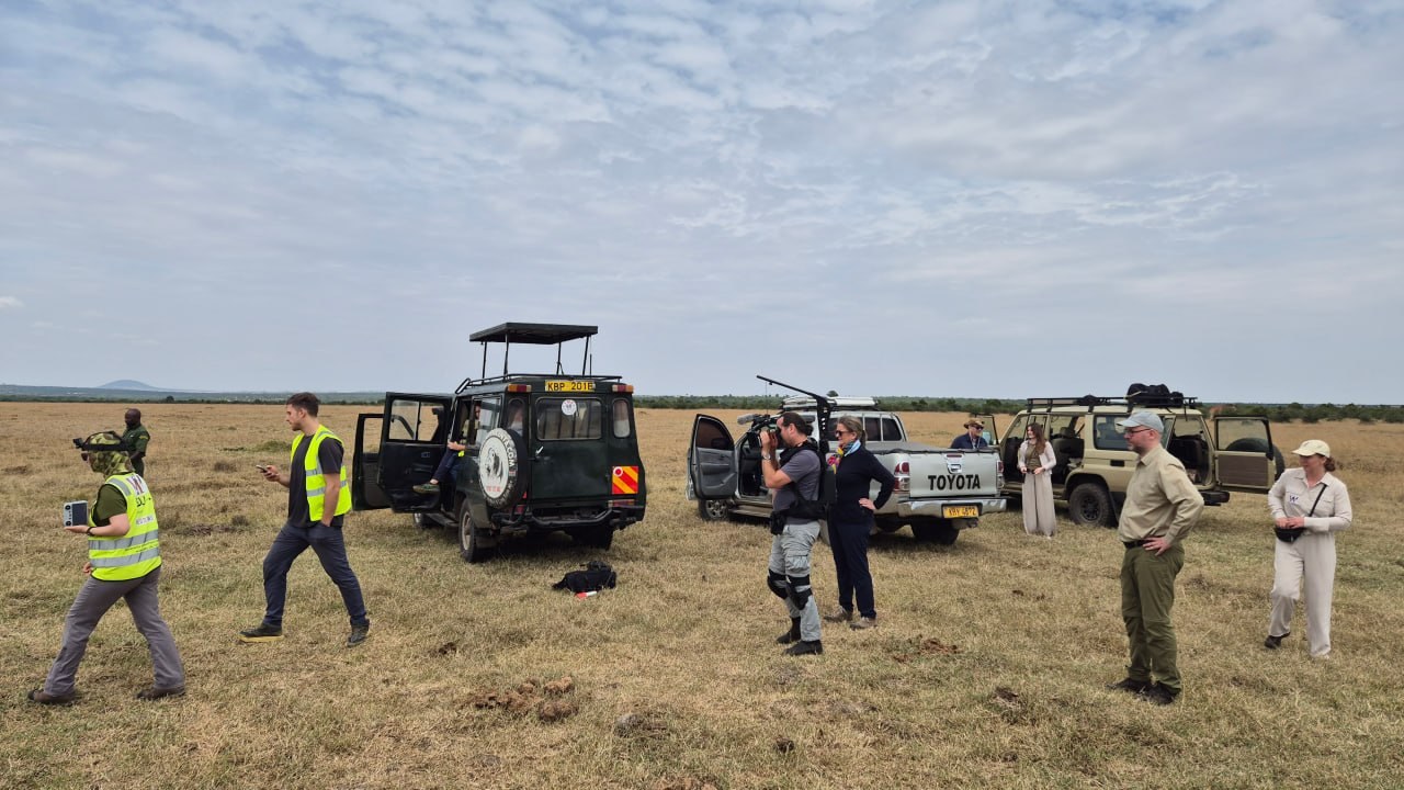 Field drone operations with safari Land Cruisers and Toyota trucks