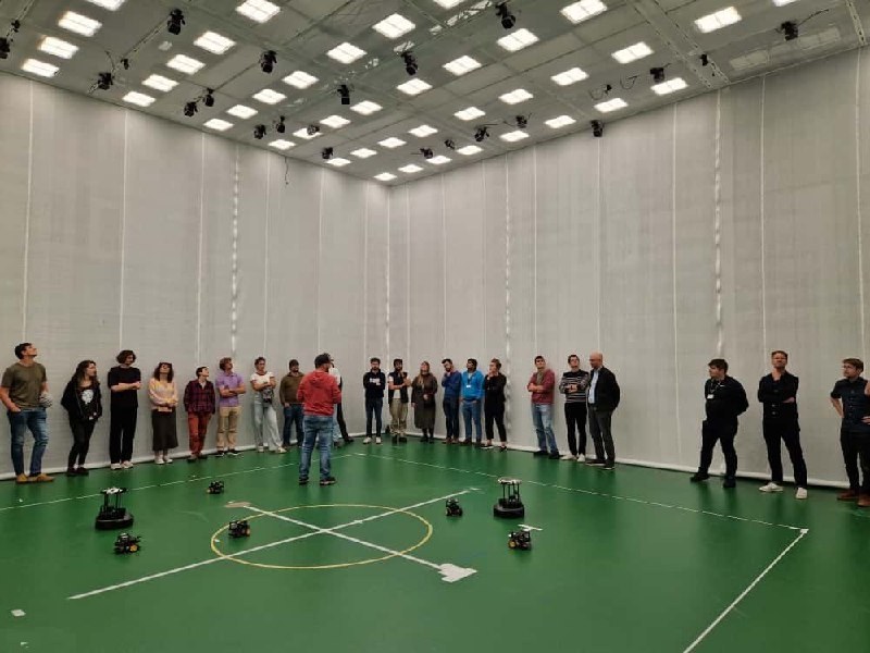 Multi-robot arena demonstration in the Imaging Hangar motion-capture facility